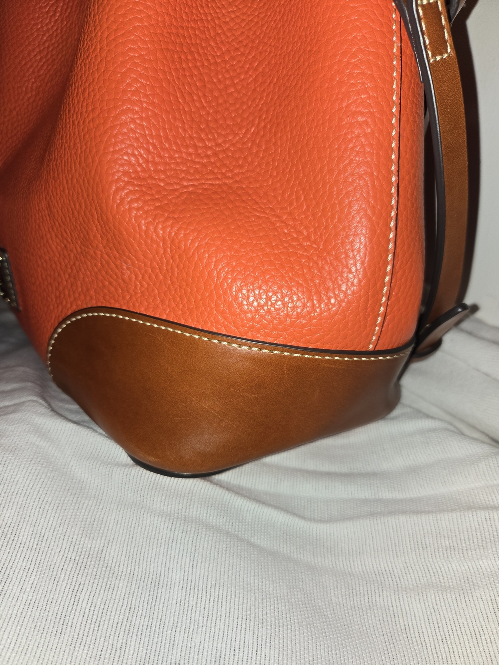 Dooney & Bourke Orange Pebbled Leather Satchel with Matching Pouch - Picture 5 of 8